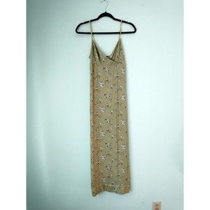 VTG American Eagle Maxi Slip Dress Size 0 Green Floral 90s Y2K Cottage Prairie